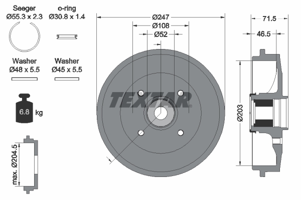 TEXTAR Bremsetromle 94041500 for PEUGEOT