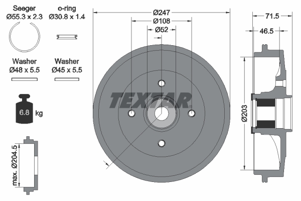 TEXTAR Bremsetromle 94041600 for CITROËN PEUGEOT