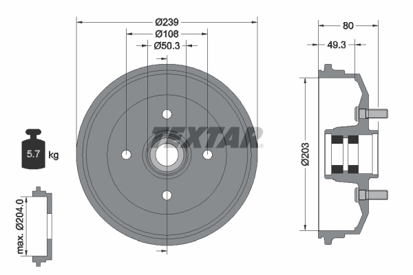 TEXTAR Bremsetromle 94042600 for FORD