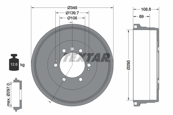 TEXTAR Bremsetromle 94042900 for TOYOTA