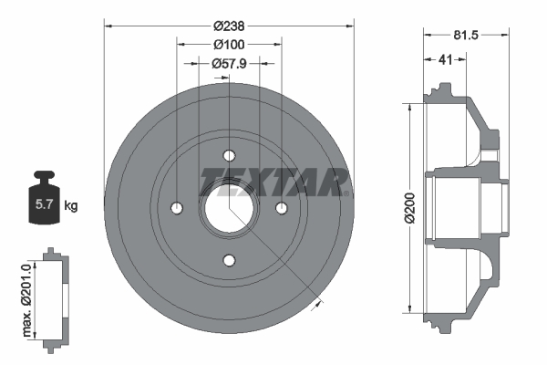 TEXTAR Bremsetromle 94043000 for VAUXHALL OPEL SUBARU SUZUKI