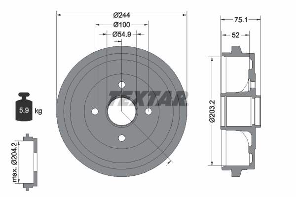 TEXTAR Bremsetromle 94043200 for NISSAN
