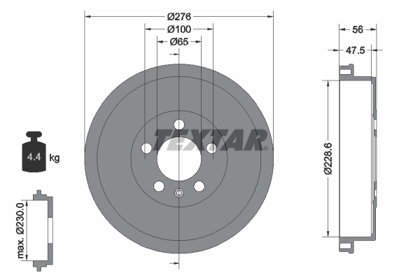 TEXTAR Bremsetromle 94044600 for SKODA VW