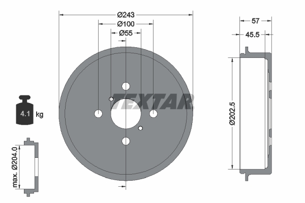 TEXTAR Bremsetromle 94045200 for TOYOTA DAIHATSU
