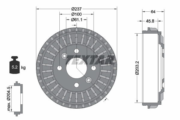 TEXTAR Bremsetromle 94046200 for SMART DACIA RENAULT MITSUBISHI