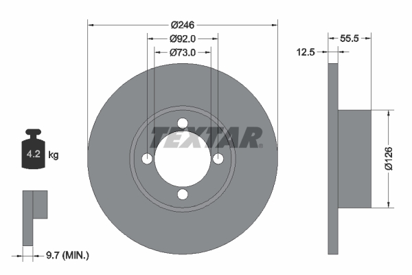 TEXTAR Bremseskive 92010700 246mm 13mm for OPEL VAUXHALL