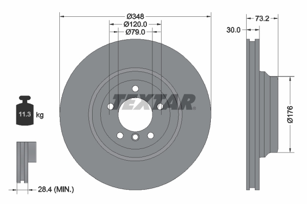 TEXTAR Bremseskive 92155305 348mm 30mm for BMW