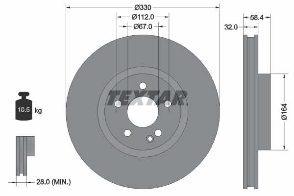 TEXTAR Bremseskive 92279405 330mm 32mm for MERCEDES-BENZ