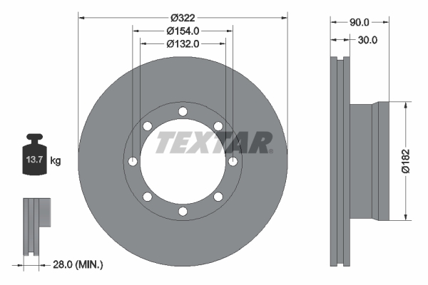 TEXTAR 93058800 322mm 30mm for VOLVO
