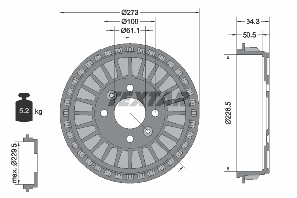 TEXTAR Bremsetromle 94046100 for RENAULT SMART