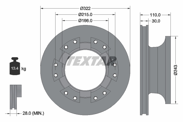 TEXTAR 93276100 322mm 30mm