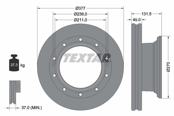 TEXTAR 93276800 377mm 45mm for MERCEDES-BENZ