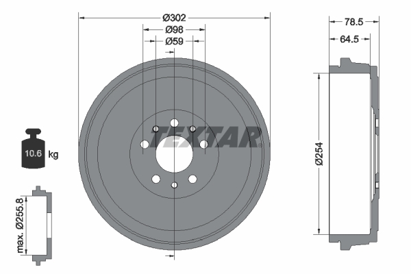 TEXTAR Bremsetromle 94045400 for VAUXHALL FIAT