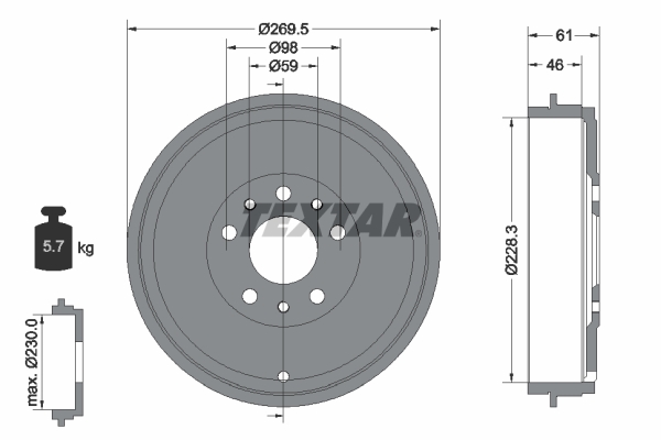 TEXTAR Bremsetromle 94045300 for OPEL FIAT