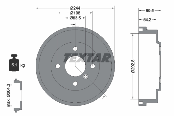 TEXTAR Bremsetromle 94048000 for FORD