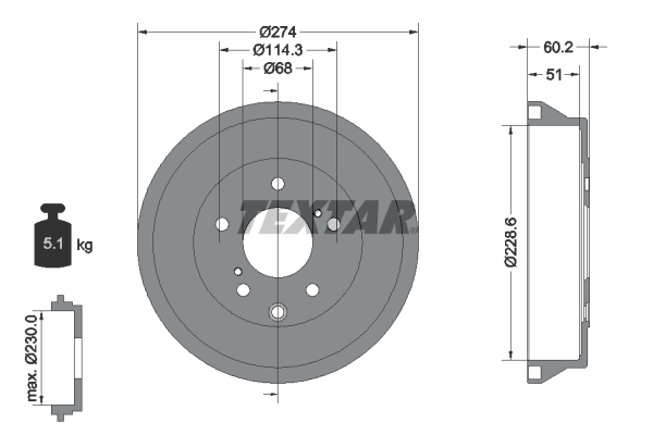 TEXTAR Bremsetromle 94047800 for NISSAN