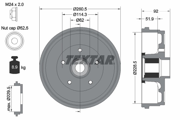 TEXTAR Bremsetromle 94047500 for DACIA RENAULT
