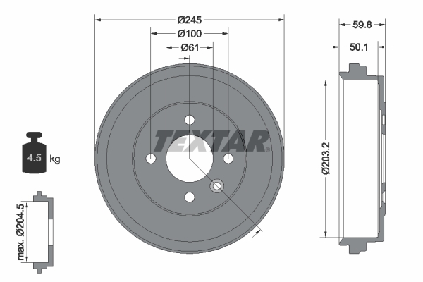 TEXTAR Bremsetromle 94047900 for NISSAN