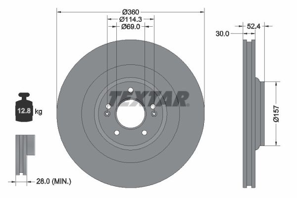 TEXTAR Bremseskive 92346905 360mm 30mm for HYUNDAI