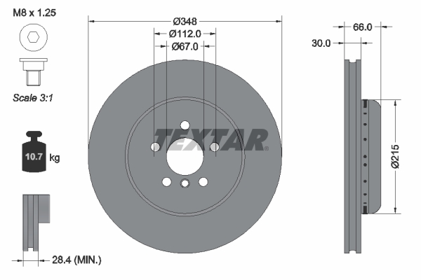TEXTAR Bremseskive 92351625 Todelt bremseskive 348mm 30mm for BMW