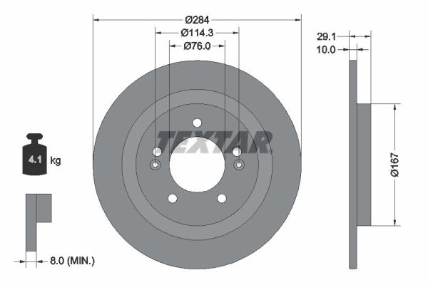TEXTAR Bremseskive 92352503 284mm 10mm for KIA