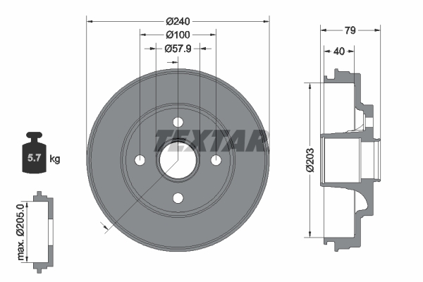 TEXTAR Bremsetromle 94049800 for MITSUBISHI