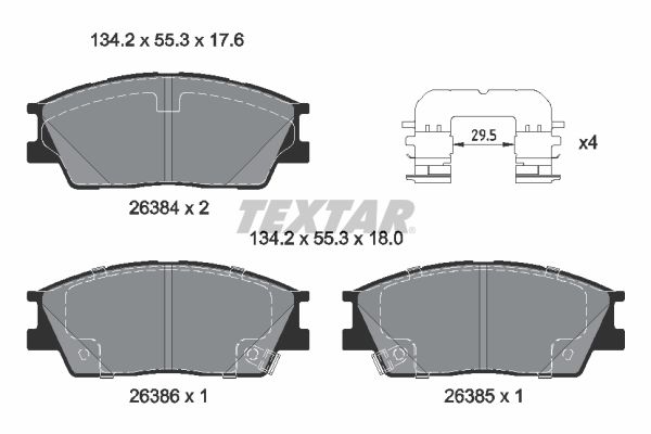 TEXTAR Bremseklodser 2638401 for HYUNDAI KIA