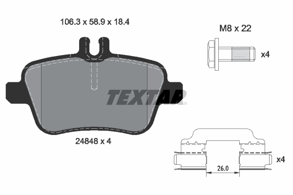 TEXTAR Bremseklodser 2484805 for MERCEDES-BENZ INFINITI