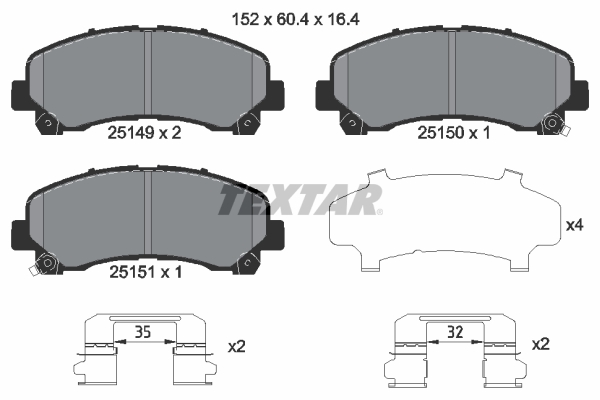 TEXTAR Bremseklodser 2514901 for CHEVROLET ISUZU