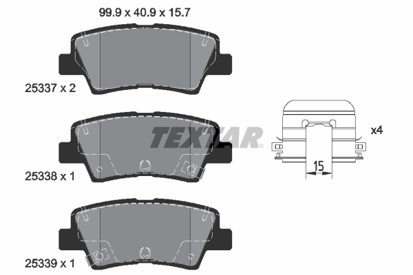 TEXTAR Bremseklodser 2533707 for HYUNDAI KIA