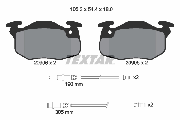 TEXTAR Bremseklodser 2090603 for CITROËN PEUGEOT RENAULT