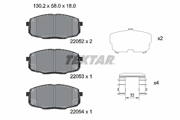 TEXTAR Bremseklodser 2205201 for HYUNDAI KIA CHANGAN