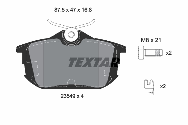 TEXTAR Bremseklodser 2354901 for VOLVO MITSUBISHI PROTON NISSAN SMART
