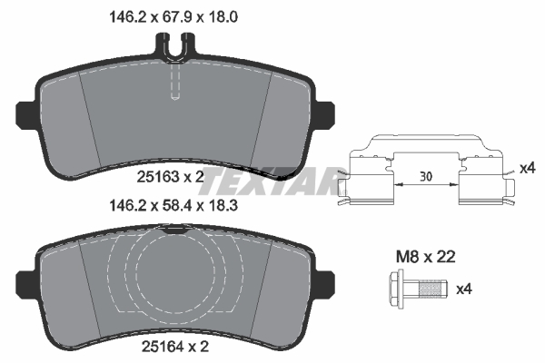 TEXTAR Bremseklodser 2516305 for MERCEDES-BENZ