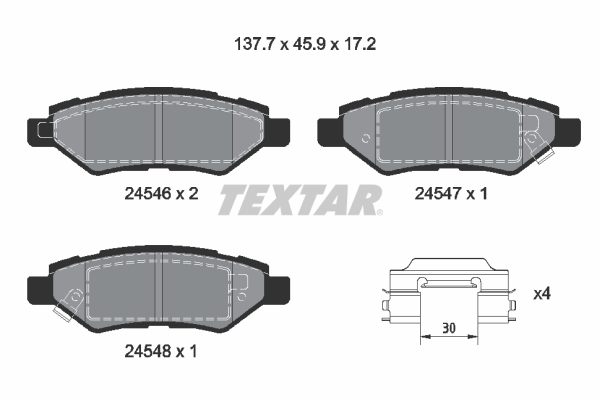 TEXTAR Bremseklodser 2454601 for CADILLAC CHEVROLET