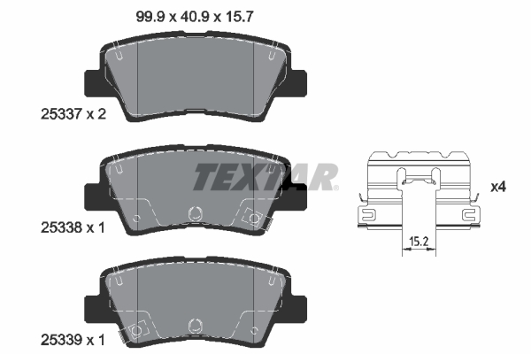 TEXTAR Bremseklodser 2533709 for HYUNDAI