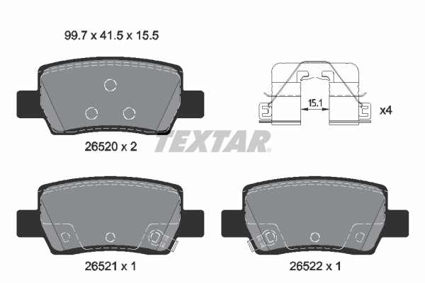 TEXTAR Bremseklodser 2652001 for HYUNDAI