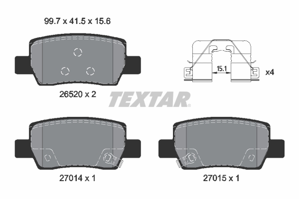 TEXTAR Bremseklodser 2652005 for HYUNDAI KIA