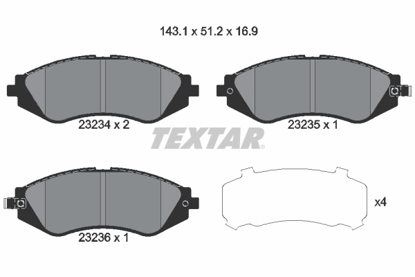 TEXTAR Bremseklodser 2323401 for BUICK (SGM) CHEVROLET DAEWOO SUZUKI