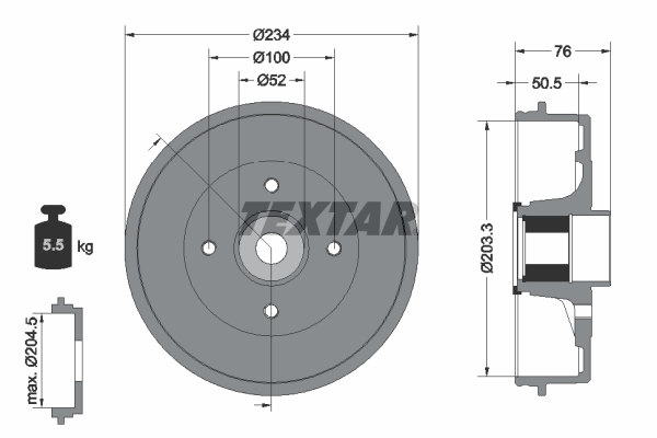 TEXTAR Bremsetromle 94045000 for NISSAN