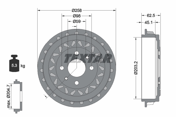TEXTAR Bremsetromle 94050500 for FIAT