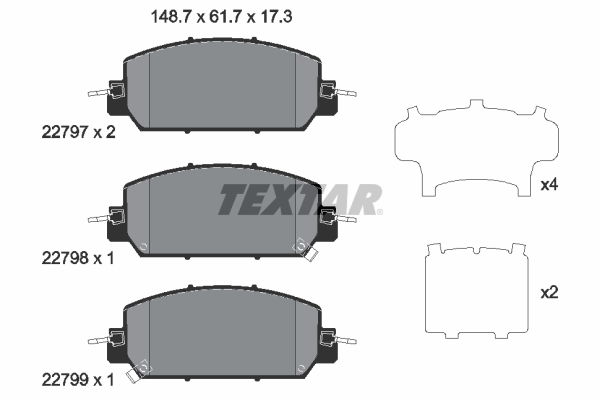 TEXTAR Bremseklodser 2279701 for HONDA ACURA (GAC)