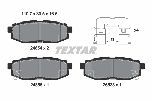 TEXTAR Bremseklodser 2485401 for SUBARU TOYOTA