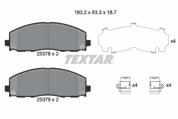 TEXTAR Bremseklodser 2537801 for FIAT SKODA AUDI LANCIA CHRYSLER DODGE VW JEEP SEAT