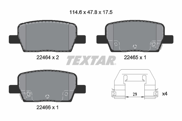 TEXTAR Bremseklodser 2246401 for CADILLAC CHEVROLET