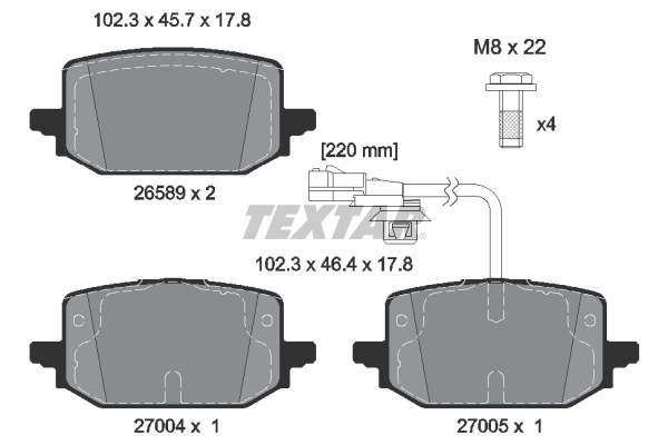 TEXTAR Bremseklodser 2658902 for MERCEDES-BENZ RENAULT