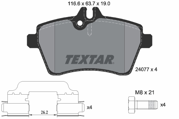 TEXTAR Bremseklodser 2407702 for MERCEDES-BENZ