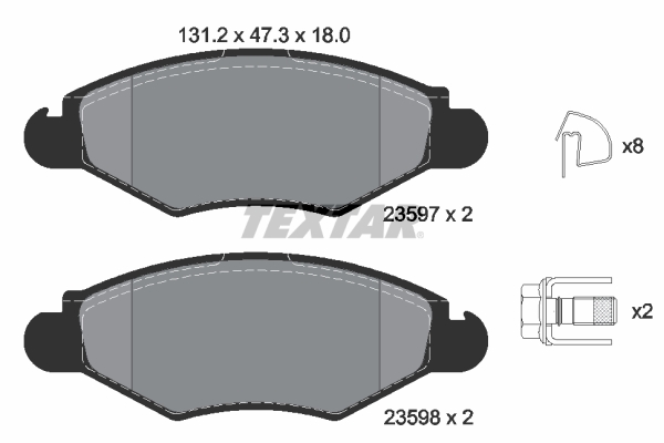 TEXTAR Bremseklodser 2359703 for PEUGEOT CITROËN NAZA