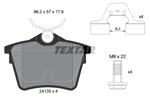TEXTAR Bremseklodser 2413501 for PEUGEOT CITROËN