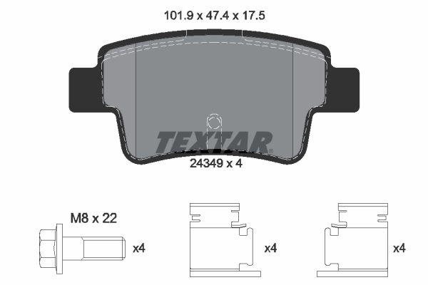 TEXTAR Bremseklodser 2434901 for FIAT